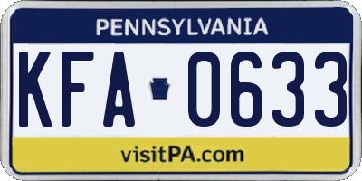 PA license plate KFA0633