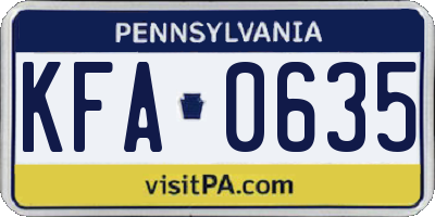 PA license plate KFA0635