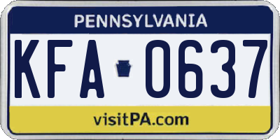 PA license plate KFA0637