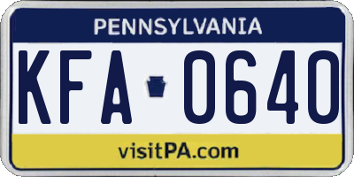 PA license plate KFA0640
