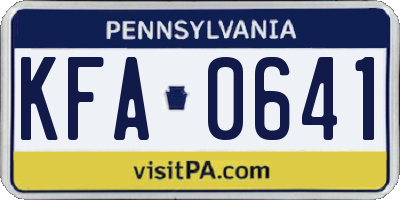PA license plate KFA0641