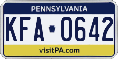 PA license plate KFA0642