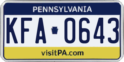 PA license plate KFA0643