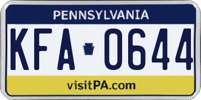 PA license plate KFA0644