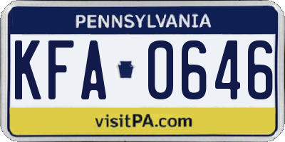 PA license plate KFA0646
