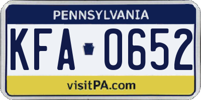 PA license plate KFA0652