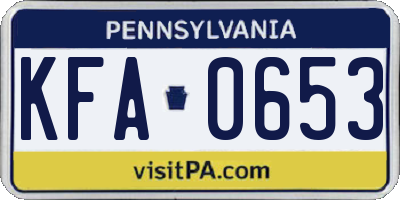 PA license plate KFA0653