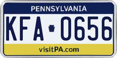 PA license plate KFA0656
