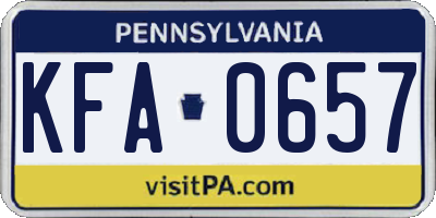 PA license plate KFA0657