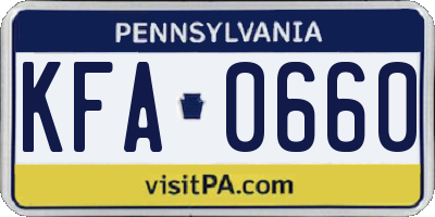 PA license plate KFA0660