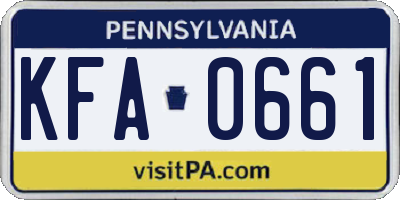 PA license plate KFA0661