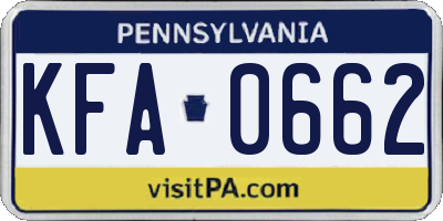 PA license plate KFA0662