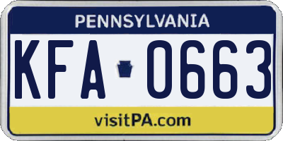 PA license plate KFA0663