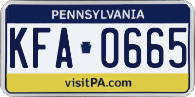 PA license plate KFA0665