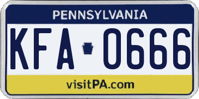 PA license plate KFA0666