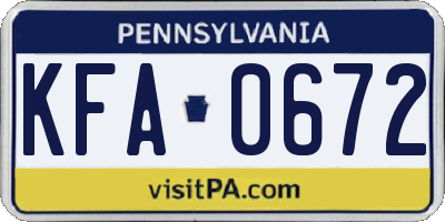 PA license plate KFA0672