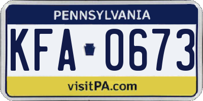 PA license plate KFA0673