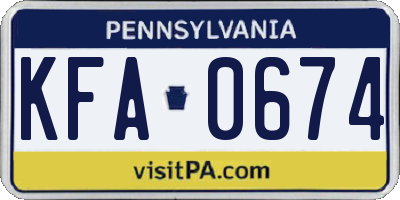 PA license plate KFA0674