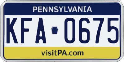 PA license plate KFA0675