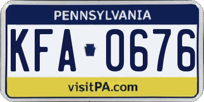 PA license plate KFA0676