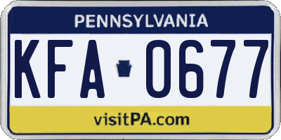 PA license plate KFA0677