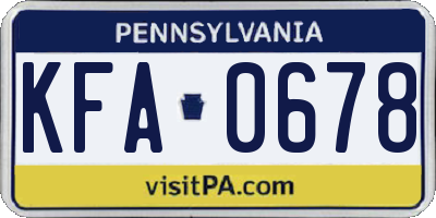 PA license plate KFA0678