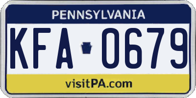 PA license plate KFA0679