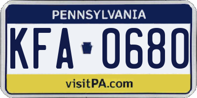 PA license plate KFA0680