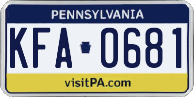 PA license plate KFA0681