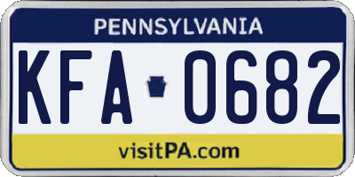 PA license plate KFA0682