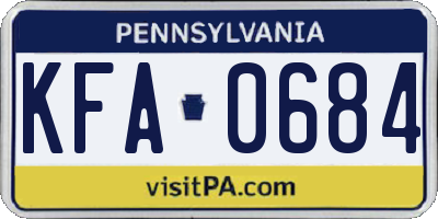 PA license plate KFA0684