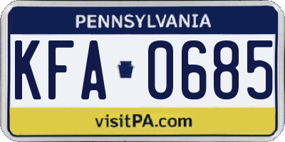 PA license plate KFA0685