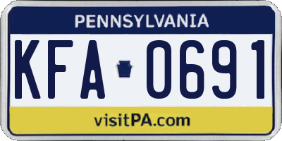 PA license plate KFA0691