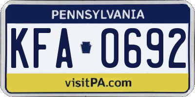PA license plate KFA0692