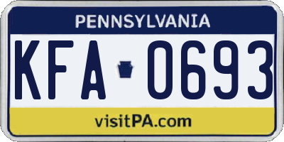 PA license plate KFA0693
