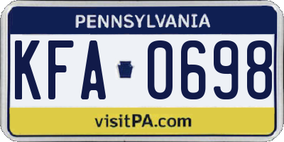 PA license plate KFA0698