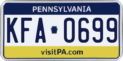 PA license plate KFA0699