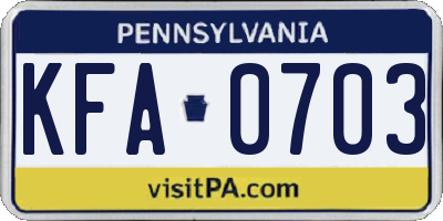 PA license plate KFA0703