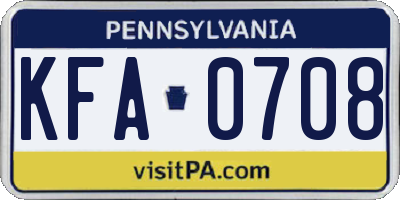 PA license plate KFA0708