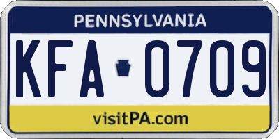 PA license plate KFA0709