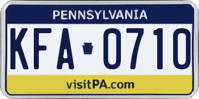 PA license plate KFA0710