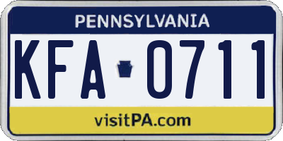 PA license plate KFA0711
