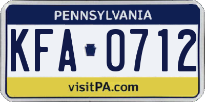 PA license plate KFA0712