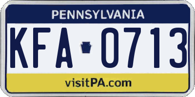 PA license plate KFA0713