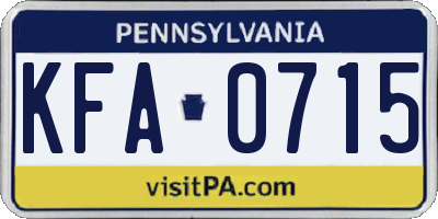 PA license plate KFA0715