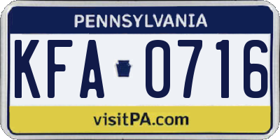 PA license plate KFA0716