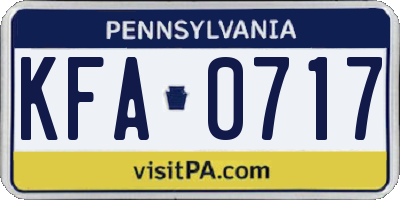 PA license plate KFA0717