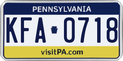 PA license plate KFA0718