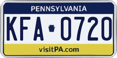 PA license plate KFA0720