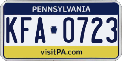 PA license plate KFA0723